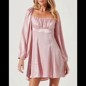 ASTR The Lable Long Sleeve Satin Minidress.